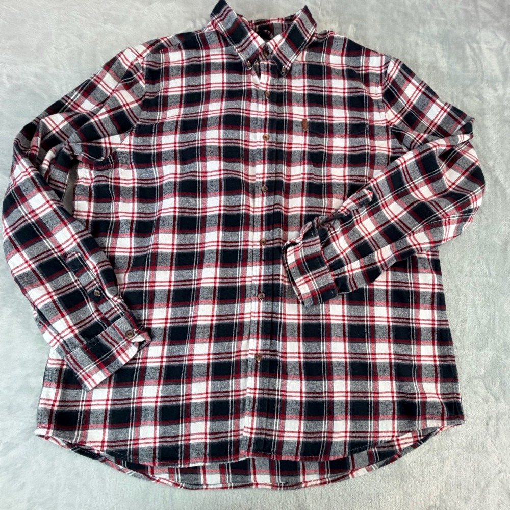Chaps Performance Mens Button Down Shirt XXL Red Black White Plaid Flannel - Picture 5 of 13
